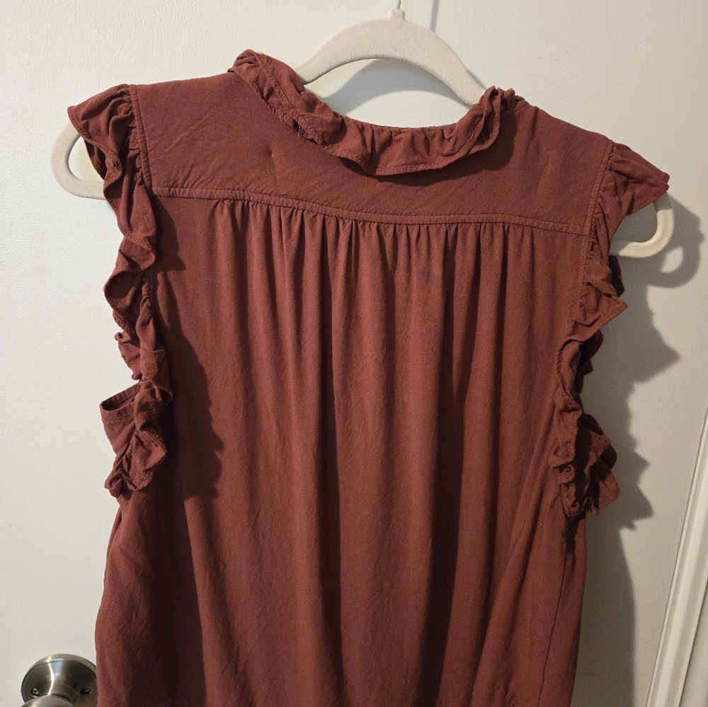 Dylan Women's Ruffled Rust Colored Blouse - Picture 4 of 5